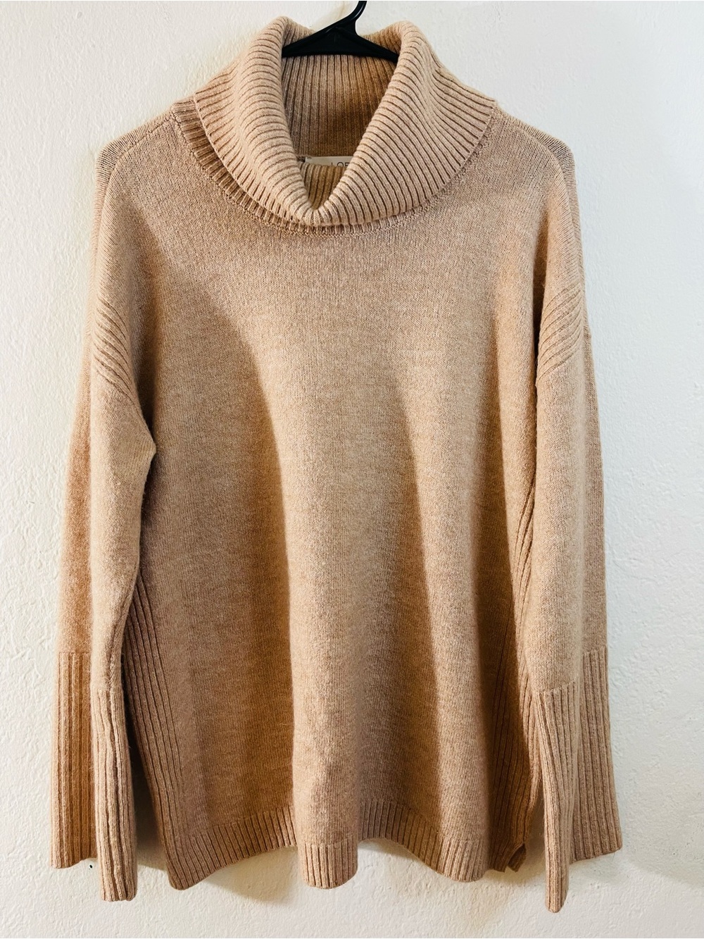 LOFT Camel Turtleneck Acrylic Blend Sweater Women Size Medium Minimalist Preppy